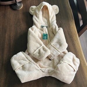 NWT L.L.Bean Cream Bear Ear Baby Jumpsuit
